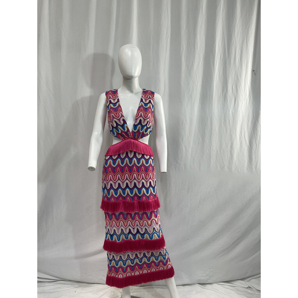 Patbo X 'Alessandra' Pink Ambrioso Crochet Cut Out Maxi Dress Size 4