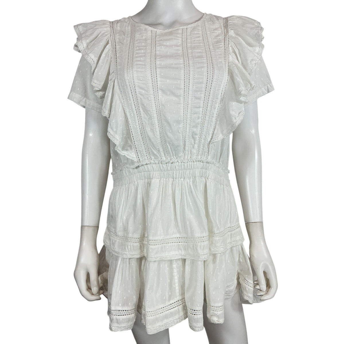 Loveshackfancy Ruffled White Natasha Mini Dress Size S