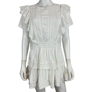 Loveshackfancy Ruffled White Natasha Mini Dress Size S