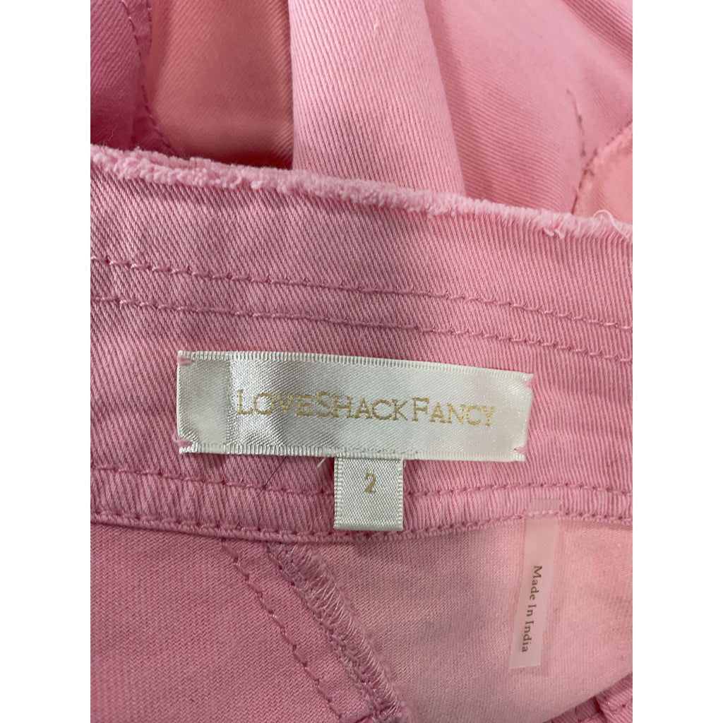 Loveshackfancy 'Cayde' Pink Patchwork Denim Skirt Size 2