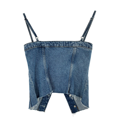 Reformation 'Coco' Blue Cotton Denim Bustier Top Size 0