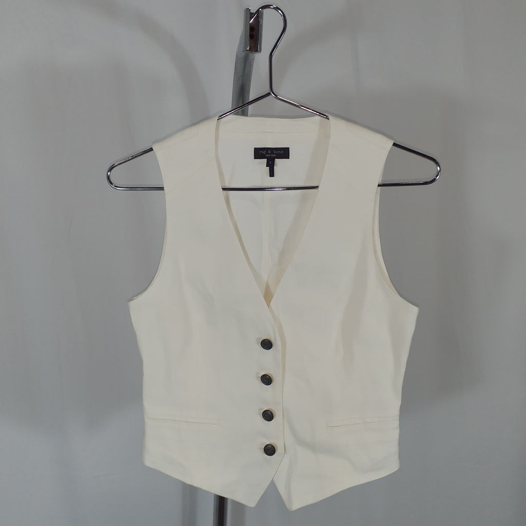 Rag & Bone 'Priya' White Linen Vest Size 4