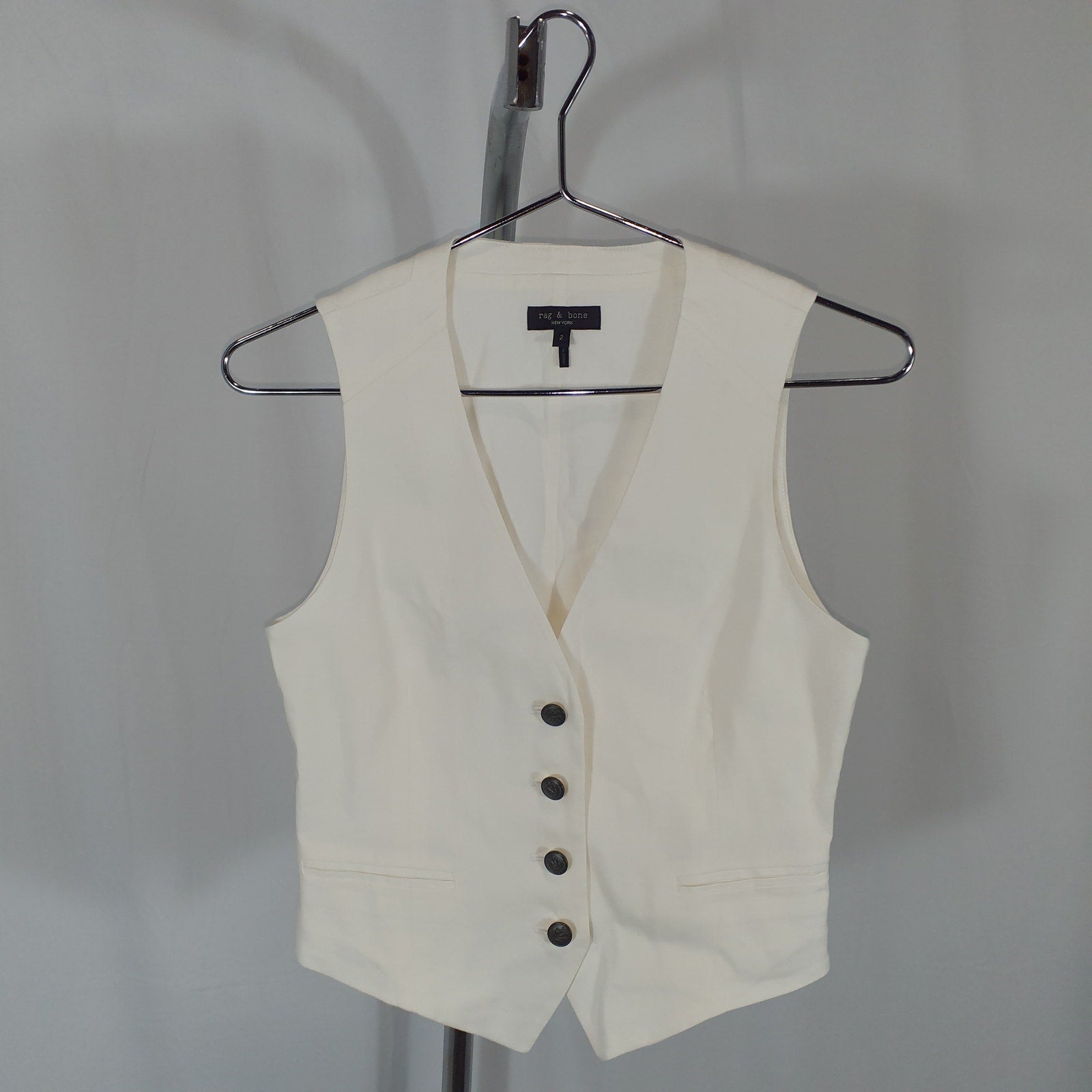 Rag & Bone 'Priya' White Linen Vest Size 4