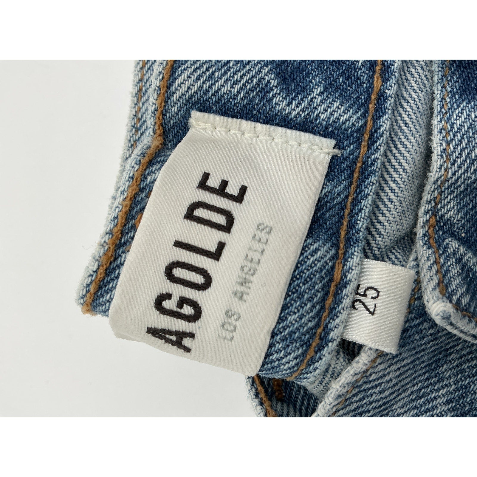 Agolde 'Riley' Blue Cotton High Rise Straight Crop Jeans Size 25