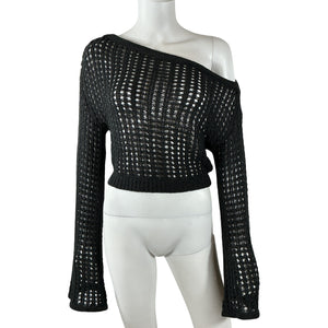 L'Academie Crochet Black Odilie Sweater Size M