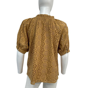 Cleobella Eyelet Wheat Katie Blouse Size S