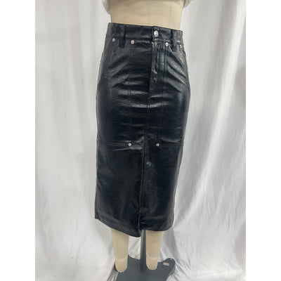 Isabel Marant �toile 'Angele' Black Faux-Leather Midi-Skirt Size 2