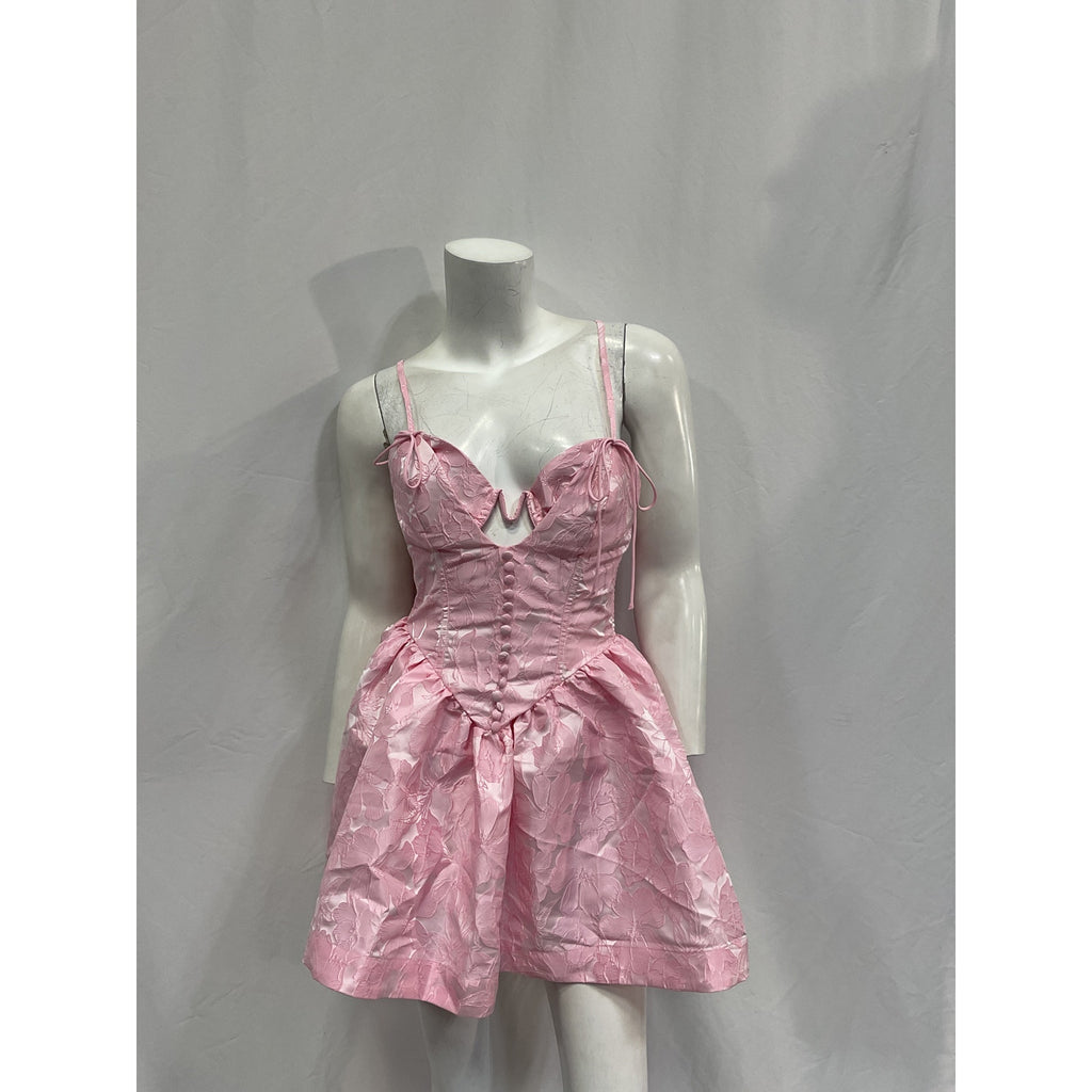 For Love & Lemons 'Faith' Pink Polyester Mini Dress Size XS - NWT