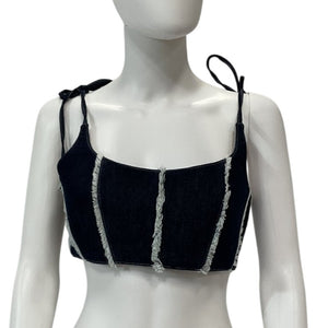 Ceren Ocak Lace Up Navy Blue Corset Top Size M