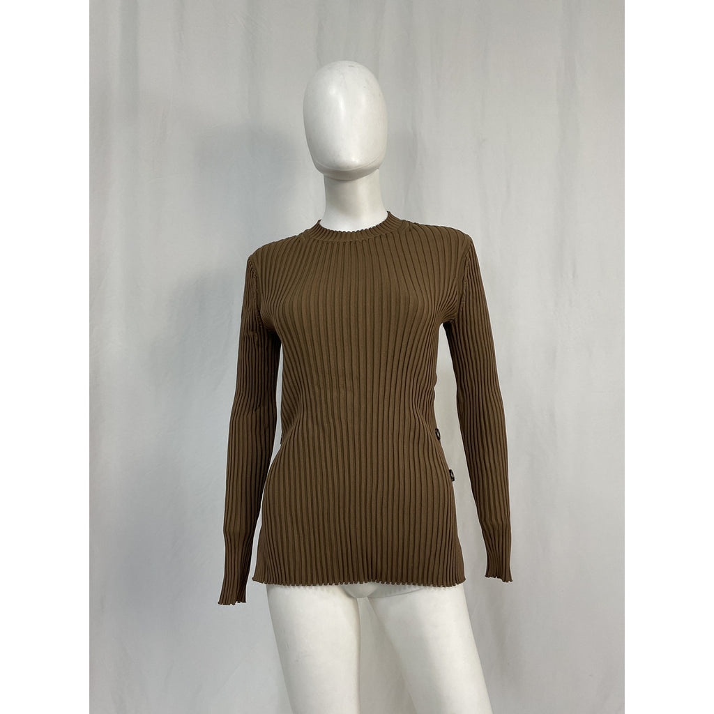 Proenza Schouler Brown Viscose Rib Knit Long Sleeve Sweater Size M