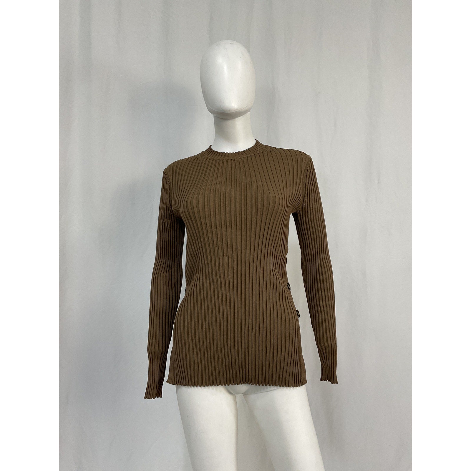 Proenza Schouler Brown Viscose Rib Knit Long Sleeve Sweater Size M
