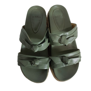 Alexandre Birman Knotted Green Clarita Espadrille Slides Size 38 EU / US 8