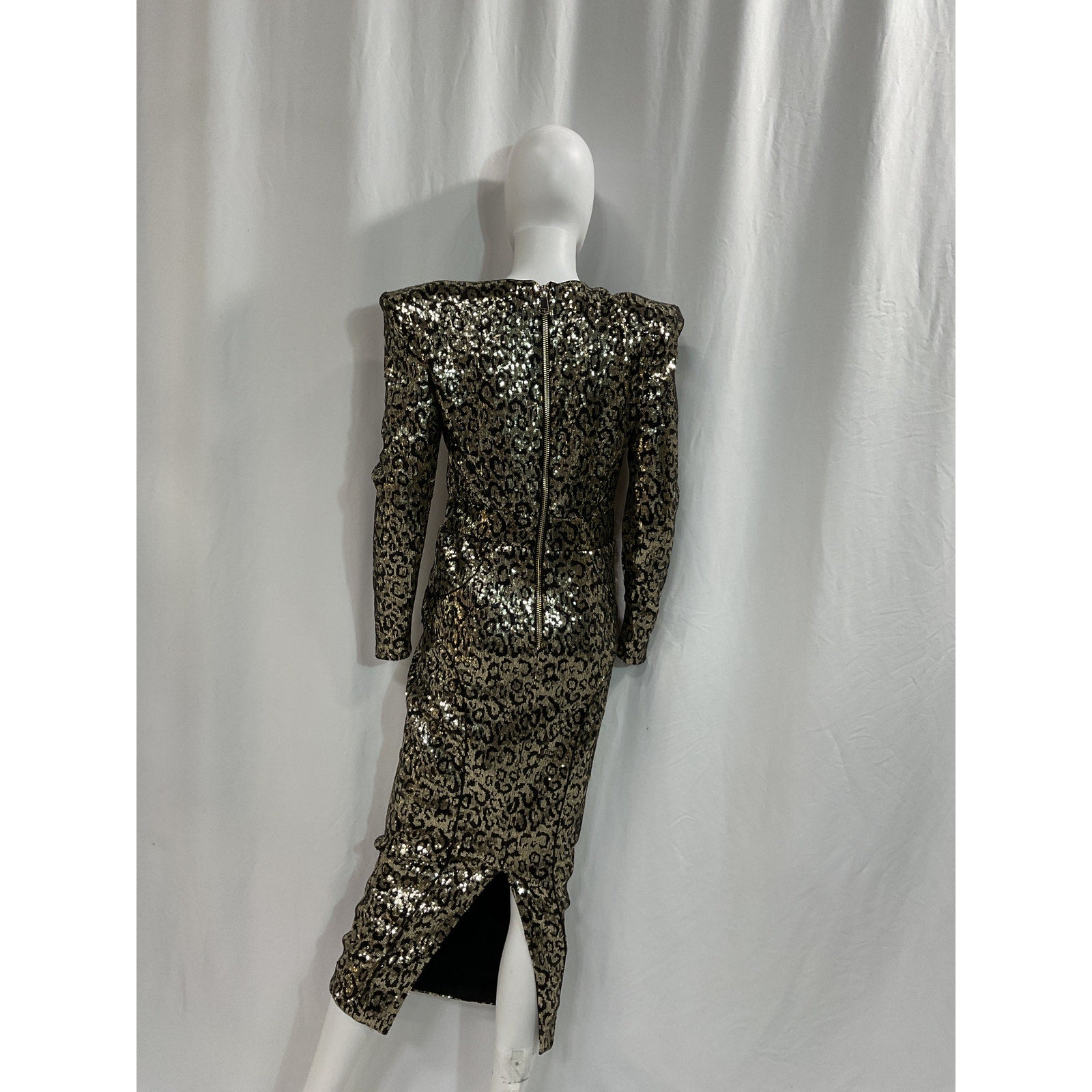 Zhivago 'Testimony' Gold Midi Sequin Embellished Back Vent Dress Size 8