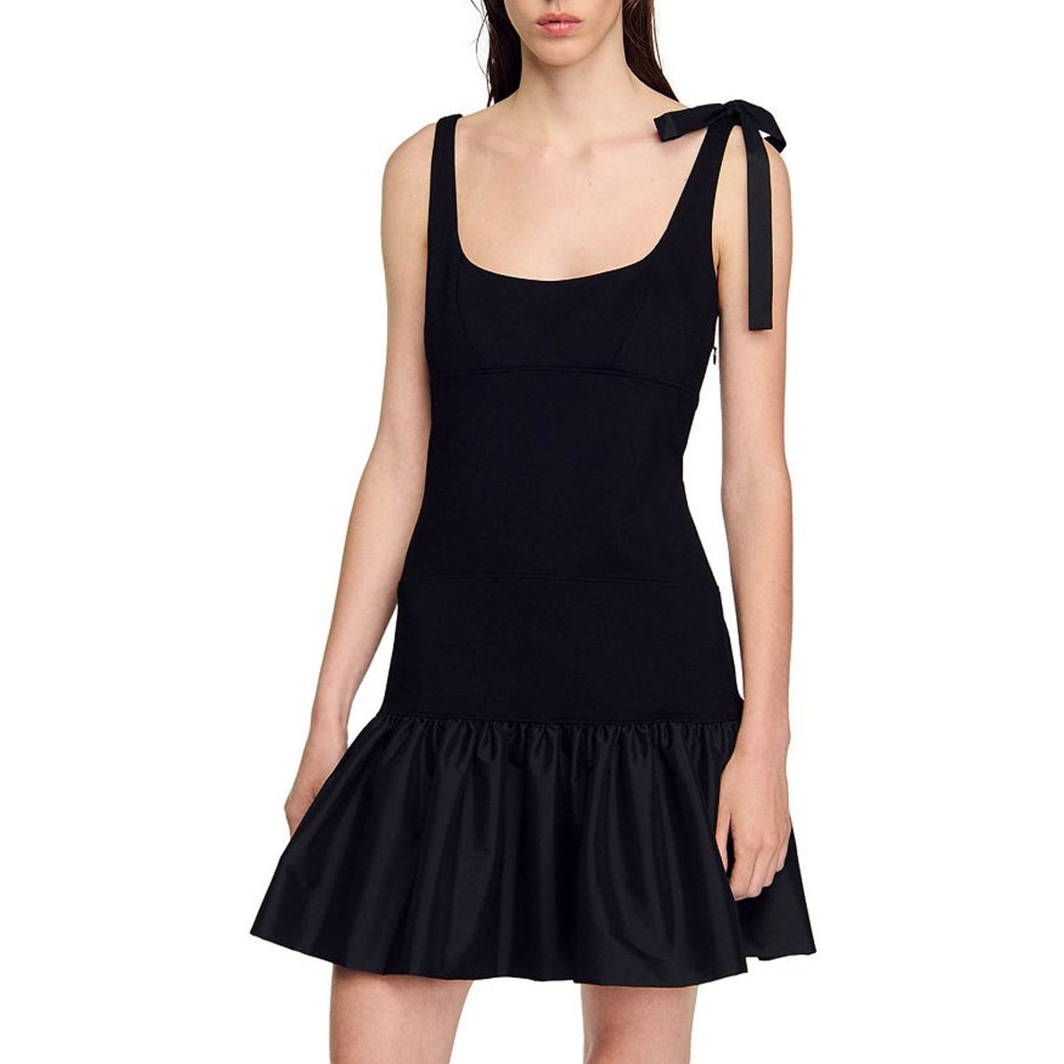 Sandro Ruffled Black Lolita Dress Size 34 FR / 2 US