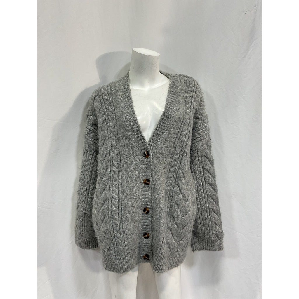 Helsa 'Serena' Grey Acrylic Cable Cardigan Size XS