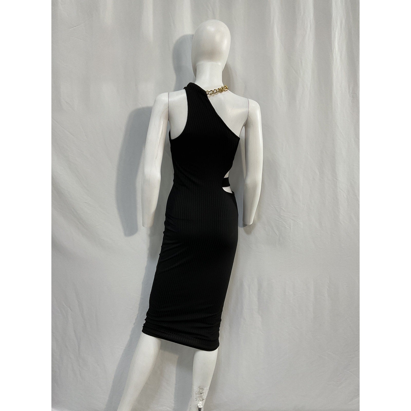 Michael Costello 'Scout' Black Polyester Midi Dress Size XXS