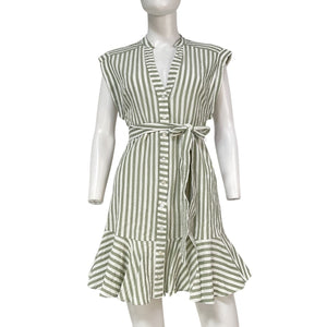 Veronica Beard Striped Green Avella Mini Dress Size 6