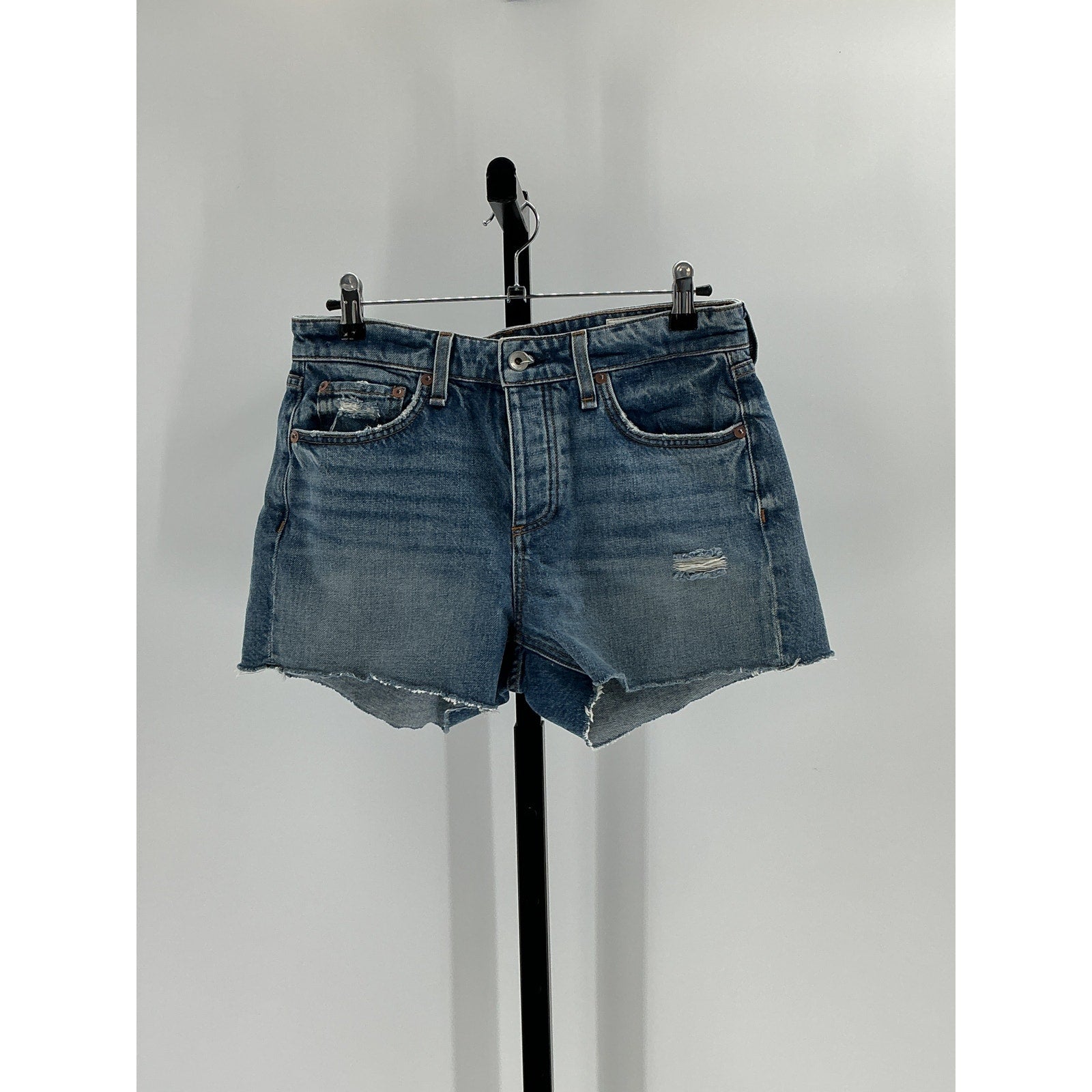 Rag & Bone 'Dre' Blue Cotton Low-Rise Denim Shorts Size 26