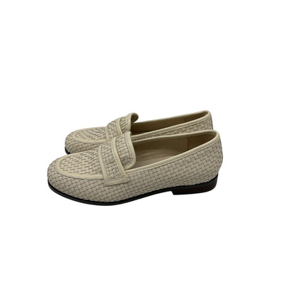 Matisse 'Ned' Beige Leather Woven Loafers Size 7.5
