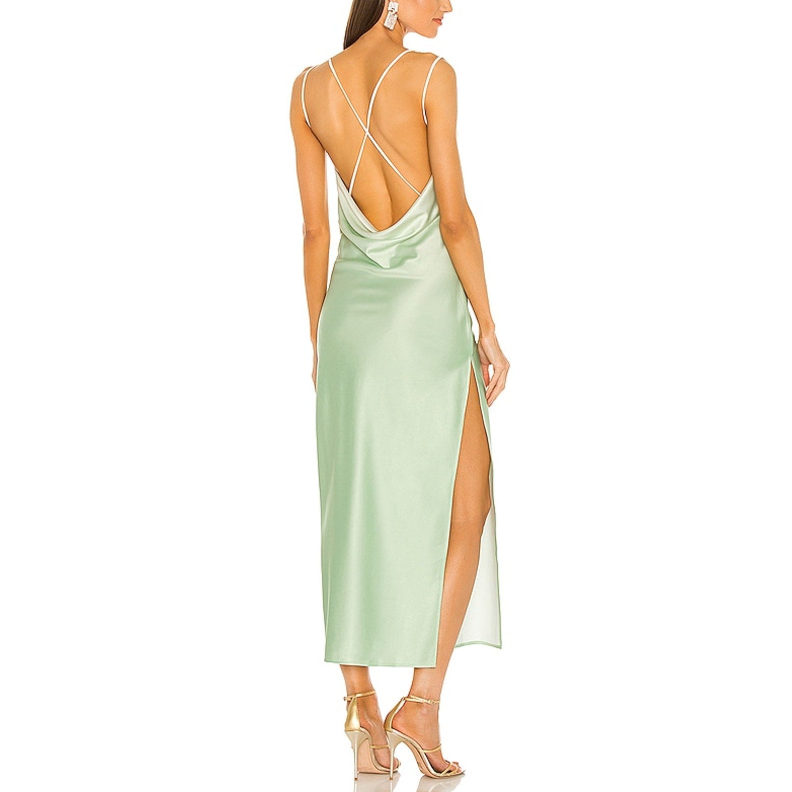 Michael Costello x Revolve 'Porter' Green Poly Dress Size M
