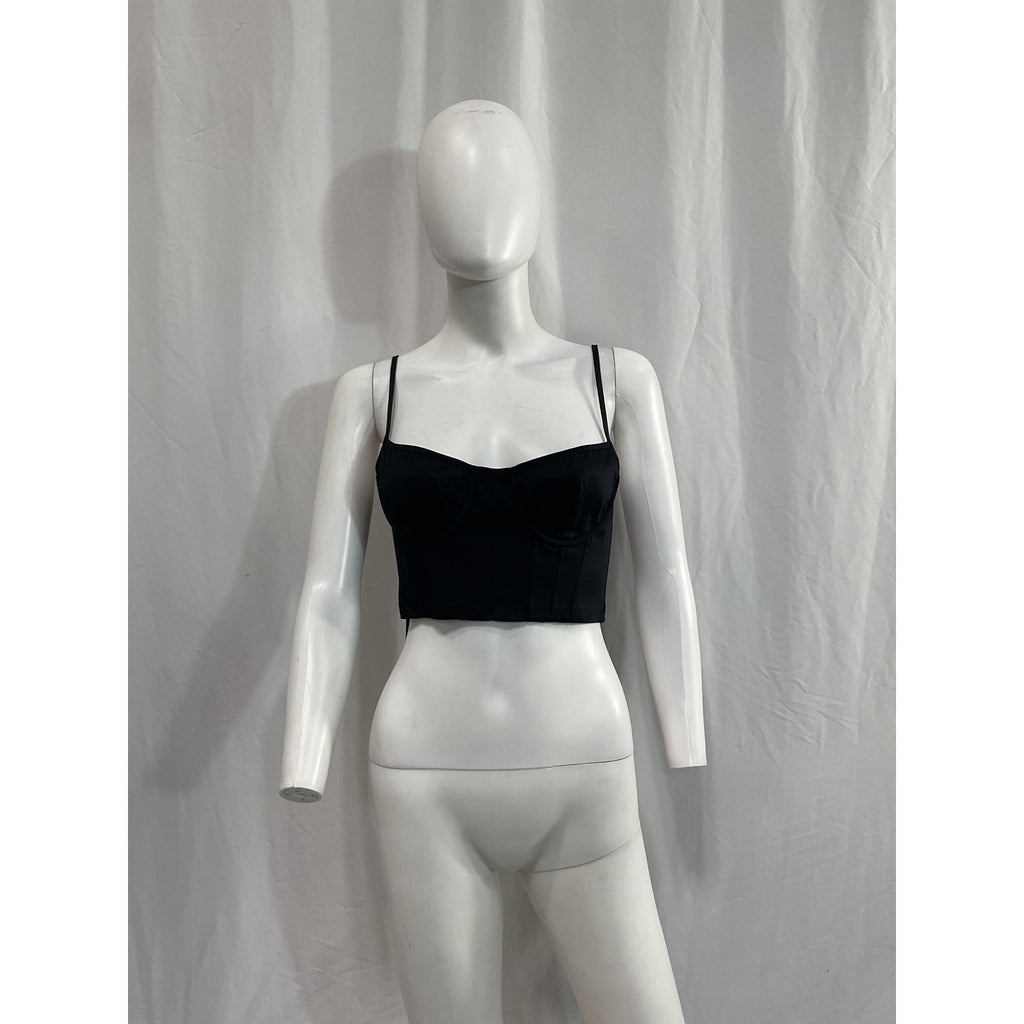 Helsa 'Stretch' Black Cotton Sateen Bustier Size S
