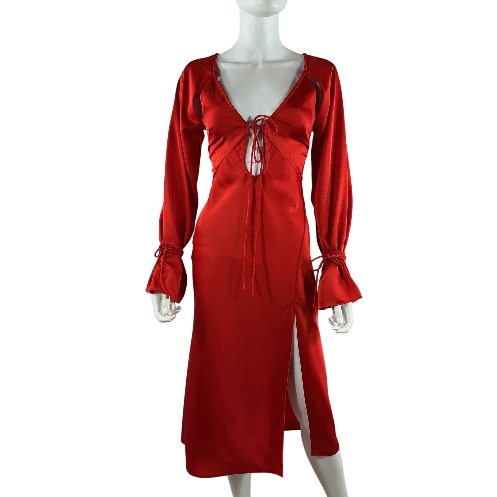 L'Academie 'Connor' Red Polyester Midi Dress Size XXS