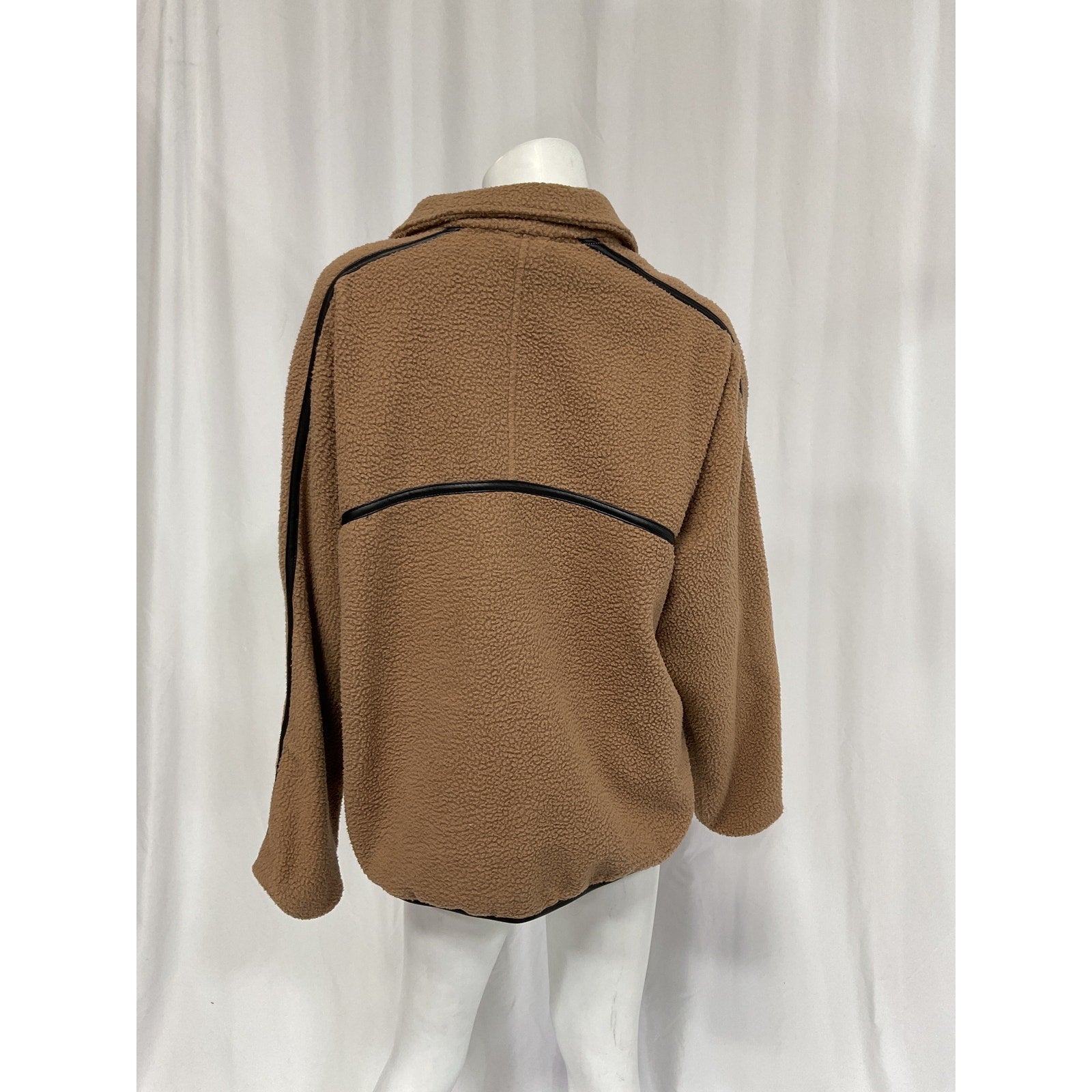 Lamarque 'Helsa' Brown Leather Trim Pullover Size XS