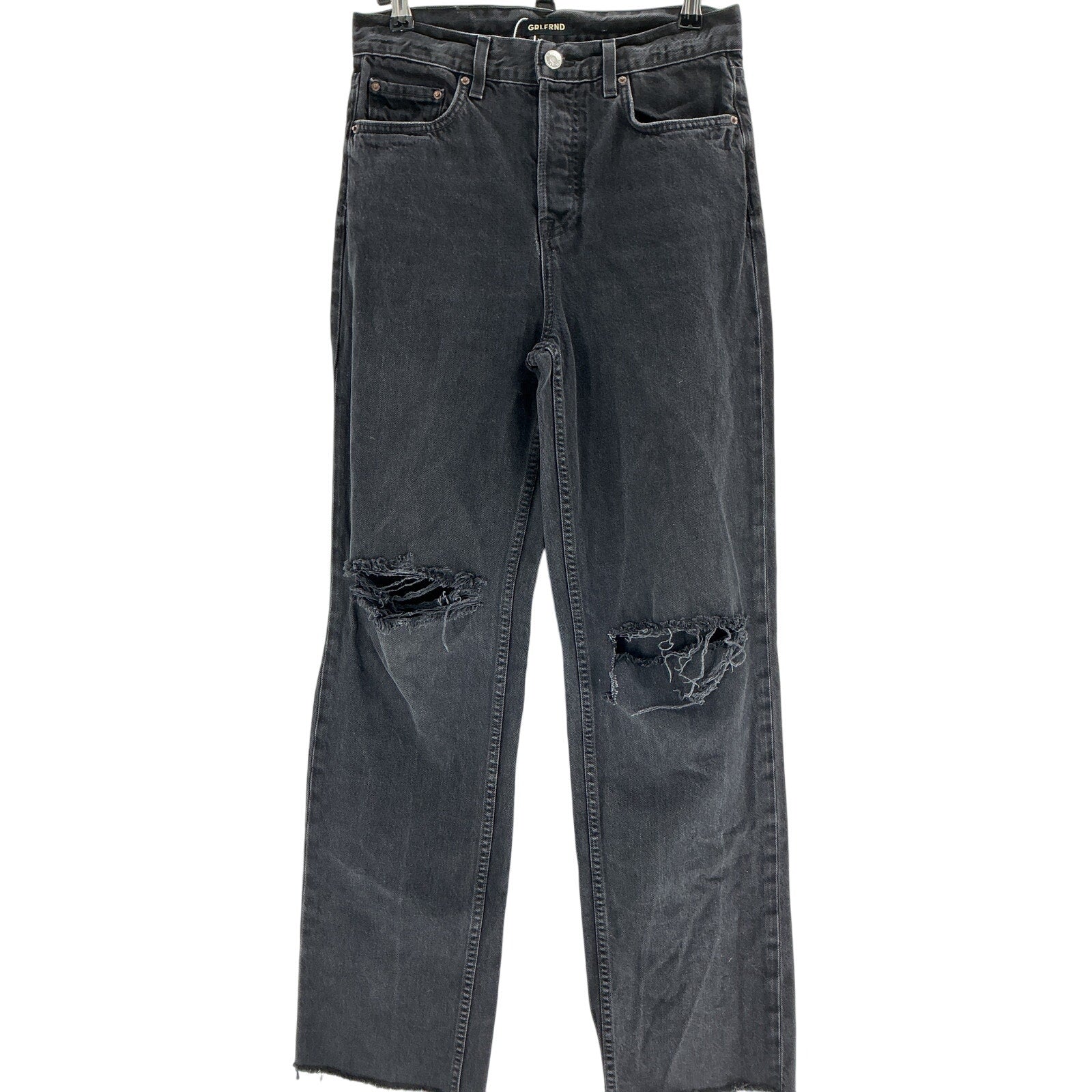 Grlfrnd 'Bella' Black Cotton Low Rise Boyfriend Jean Size 24