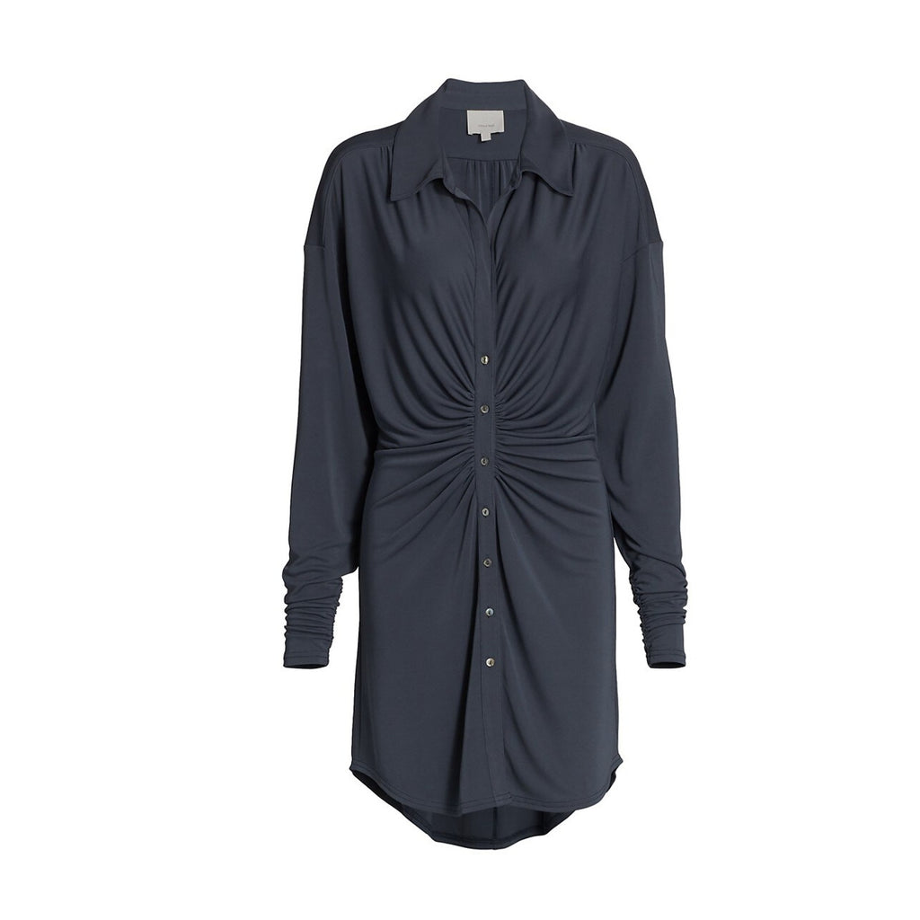 Cinq A Sept 'Arden' Black Matte Jersey Long Sleeve Button Shirtdress Size XXS - NWT