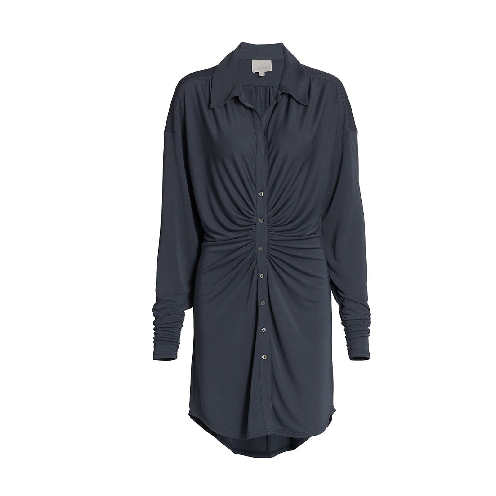 Cinq A Sept 'Arden' Black Matte Jersey Long Sleeve Button Shirtdress Size XXS - NWT