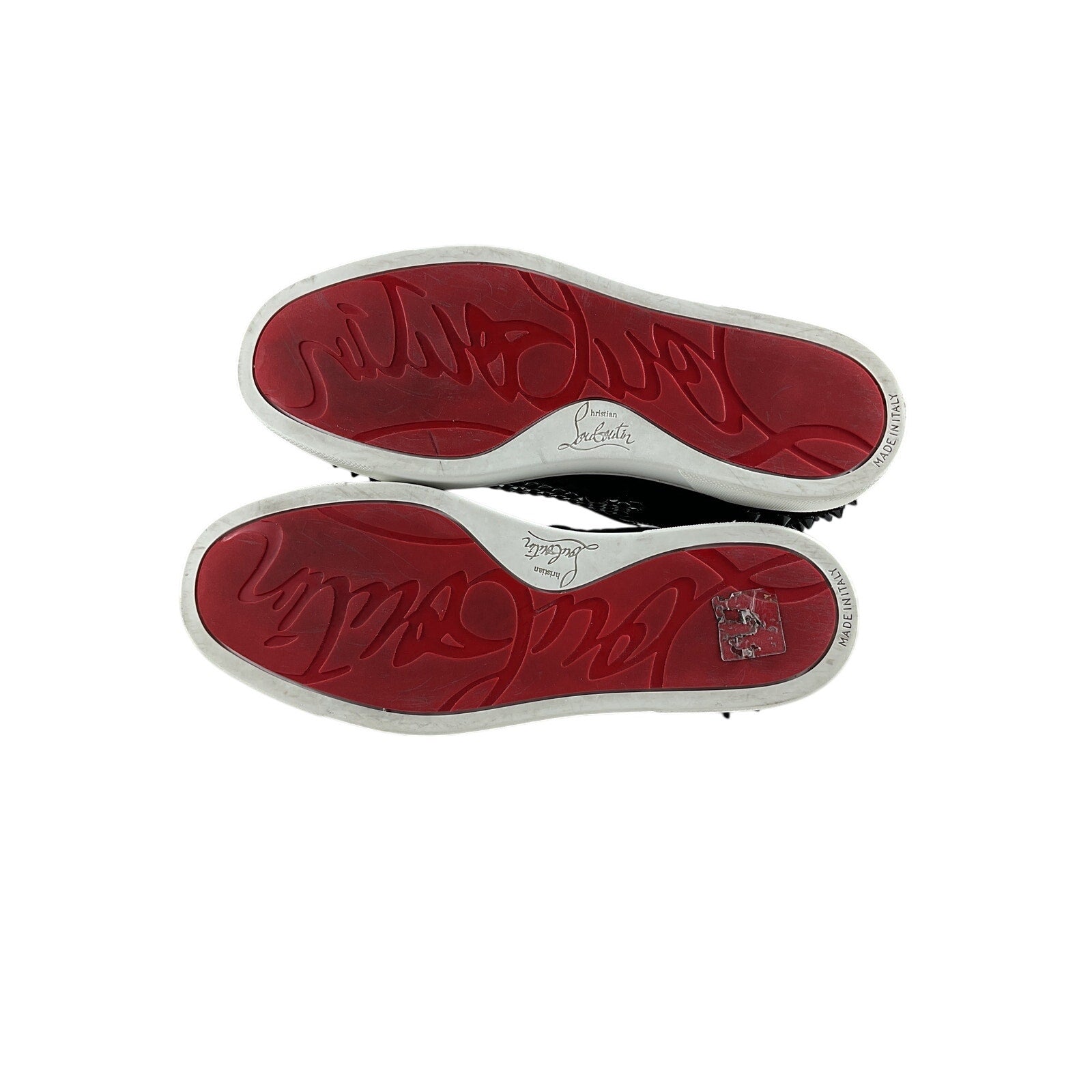 Christian Louboutin 'Vieira 2' Black Patent Leather Embellished Patent Leather Sneakers Size EU 37 / US 7