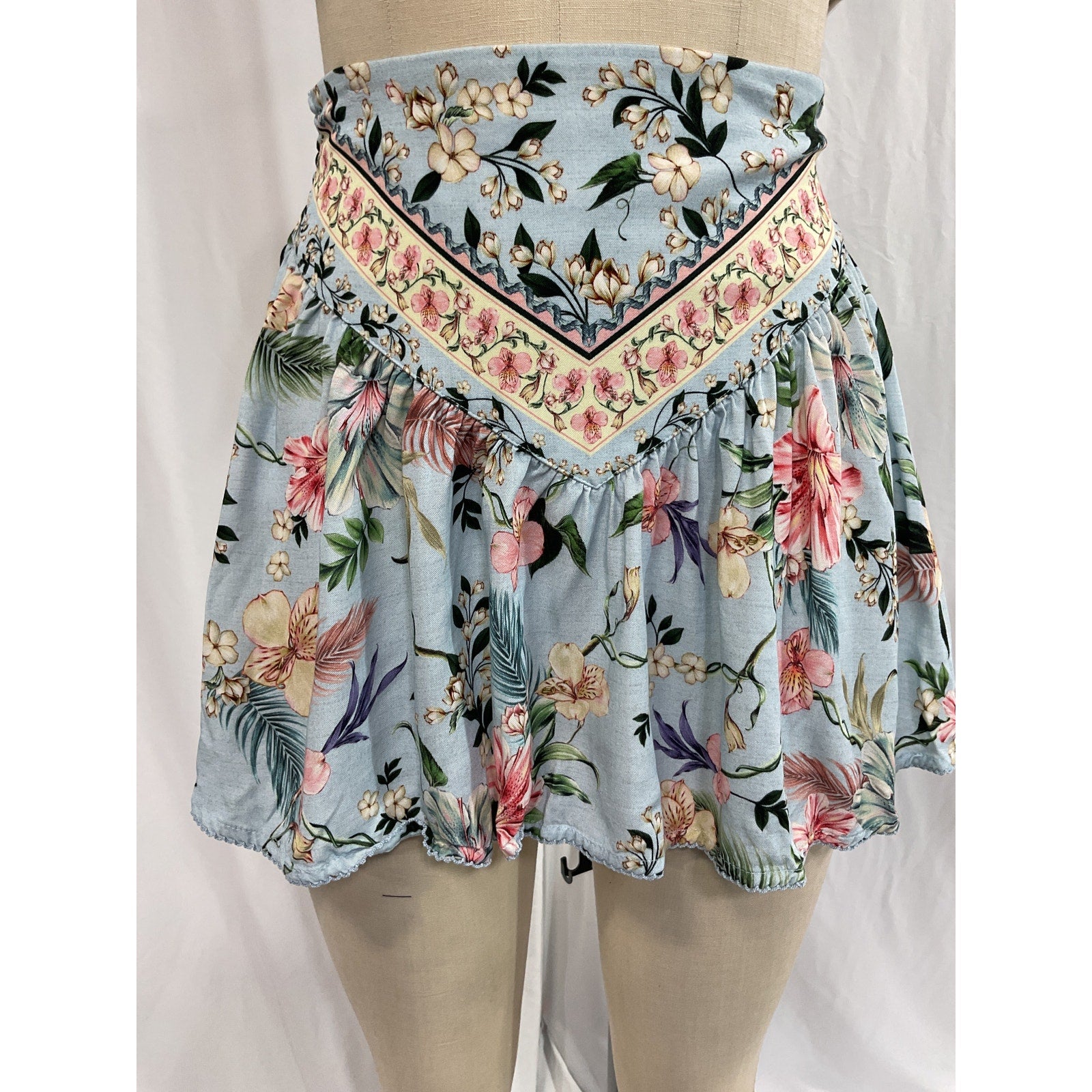 Agua Bendita 'Violet' Blue Mini Skirt Size S