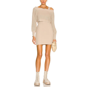 Ser.O.Ya Ribbed Tan Janelle Sweater Dress Size S