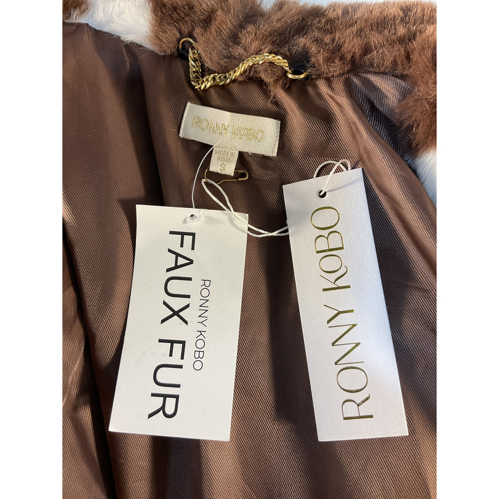 Ronny Kobo 'Ilia' Brown Faux Fur Coat Size S - NWT