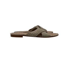 Jenni Kayne 'Raffia' Beige Crossover Sandal Size 8
