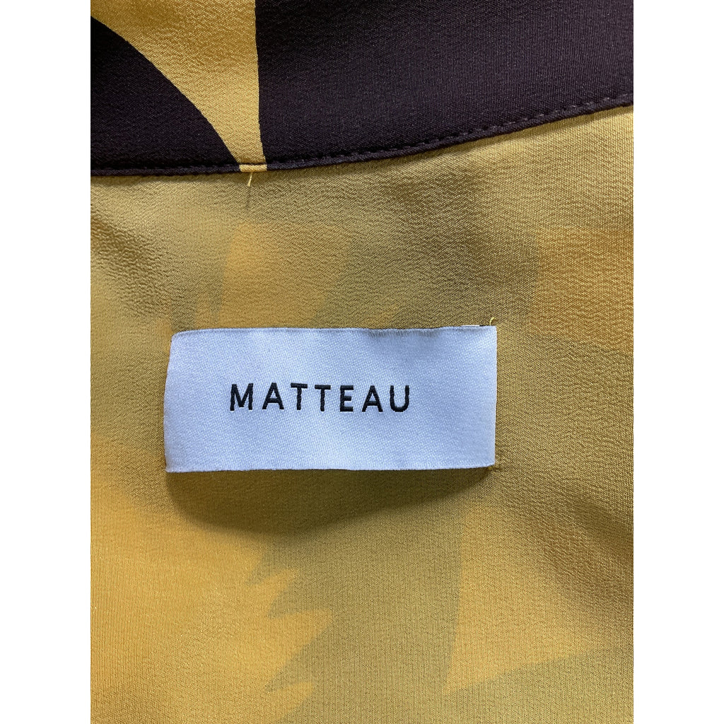 Matteau + Net Sustain Yellow Printed 'Mulberry' Banana Leaf Silk Shirt Size 2