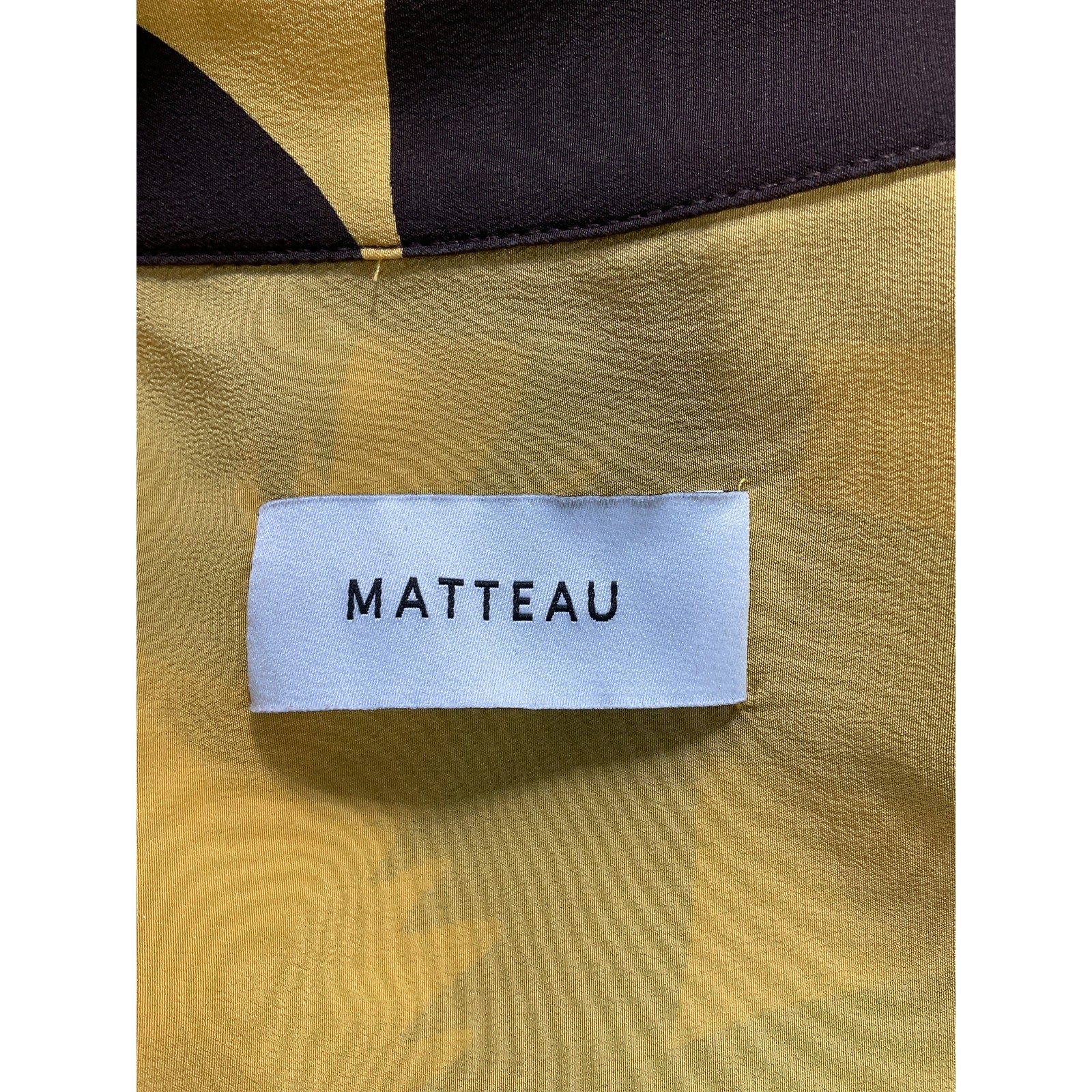 Matteau + Net Sustain Yellow Printed 'Mulberry' Banana Leaf Silk Shirt Size 2