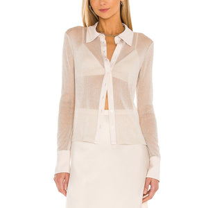 Simkhai Sheer Champagne Tia Blouse Size S