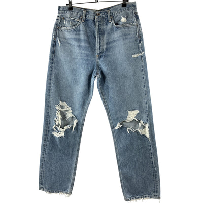 Agolde Distressed Sky Blue Mid Rise Loose Fit Denim Jeans Size 29