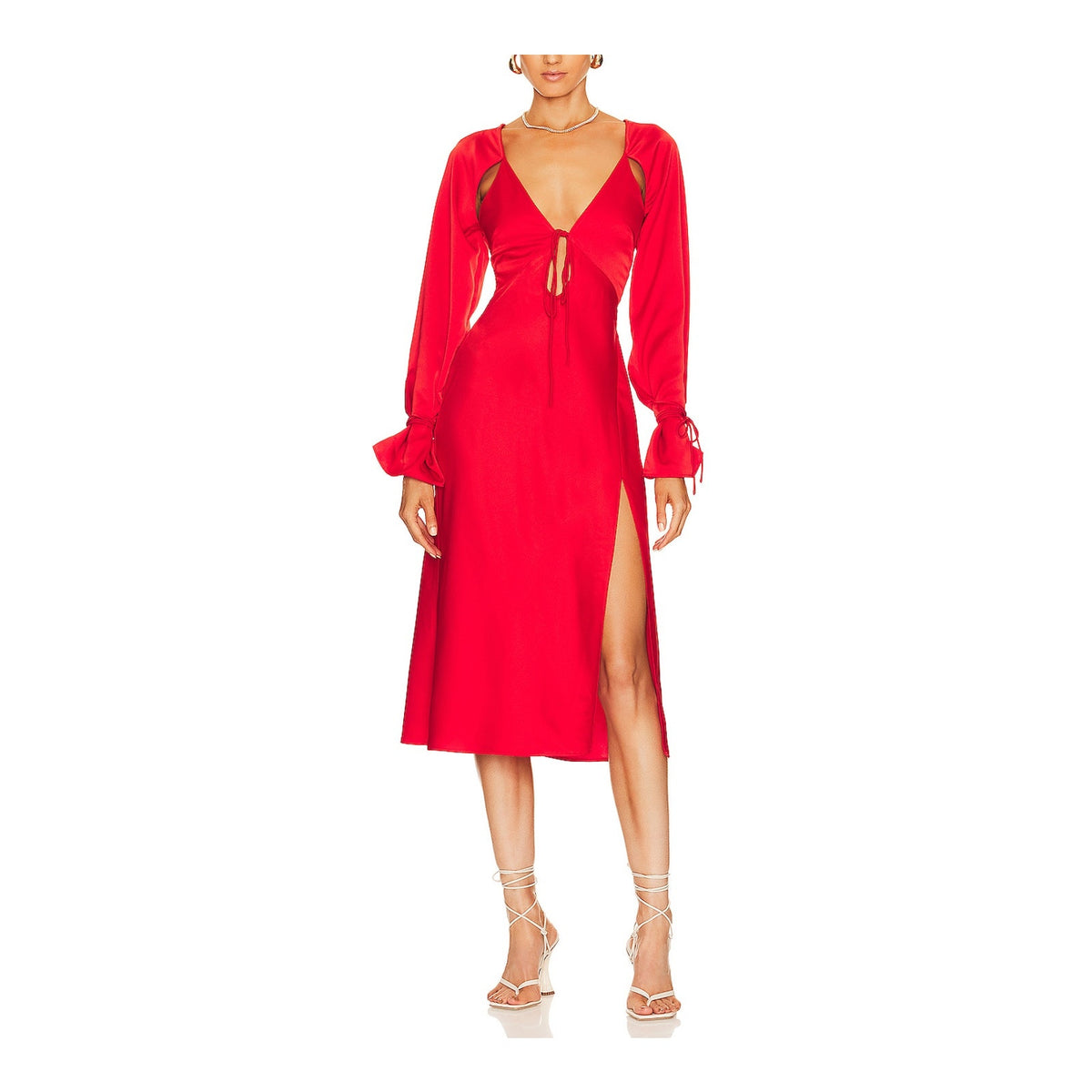 L'Academie 'Connor' Red Polyester Midi Dress Size XXS