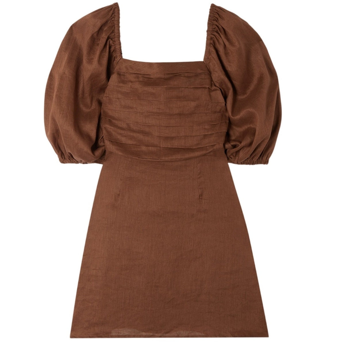 Faithfull The Brand Shirred Brown Venezia Dress Size L