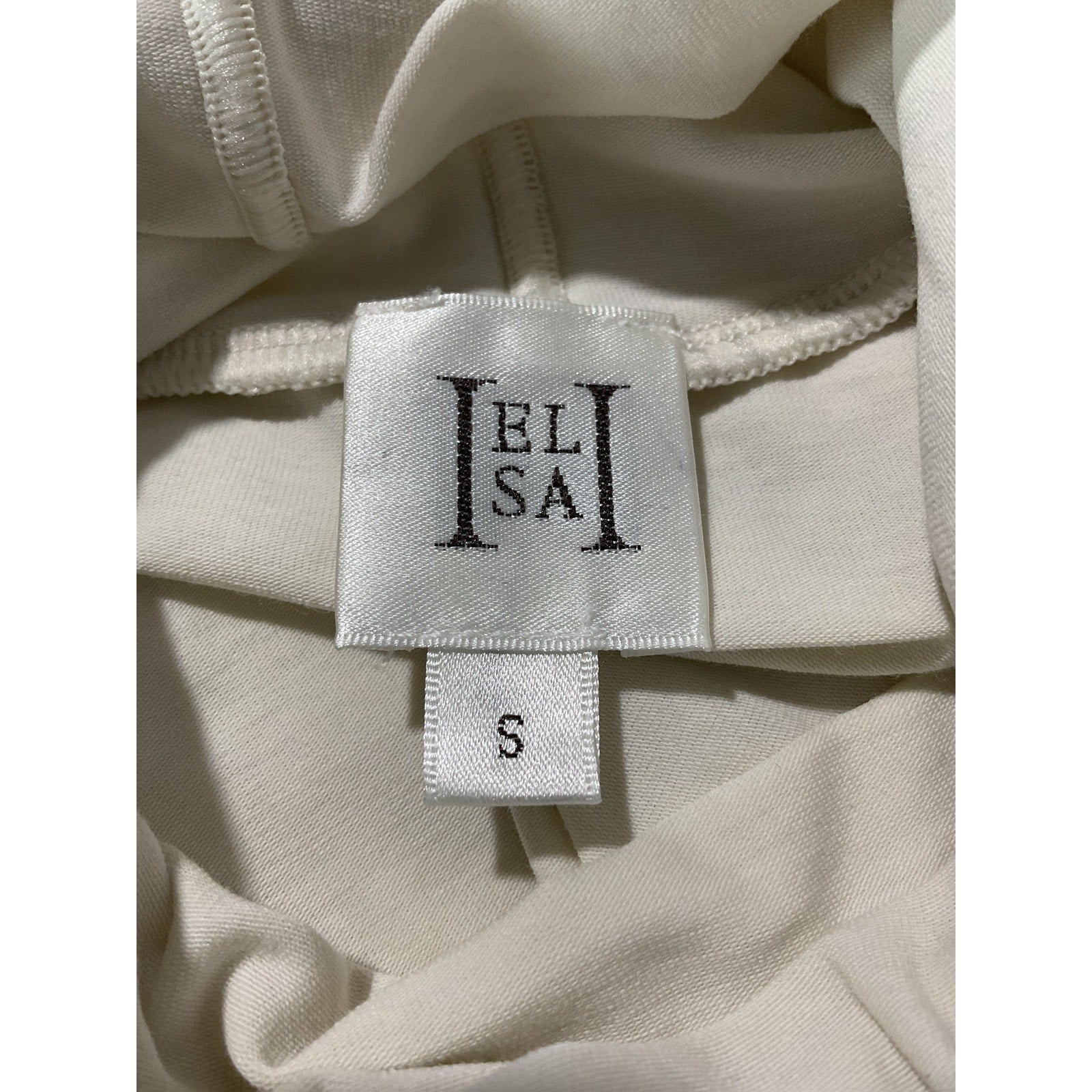 Helsa Jersey White Cotton Long Sleeve Turtleneck Size S