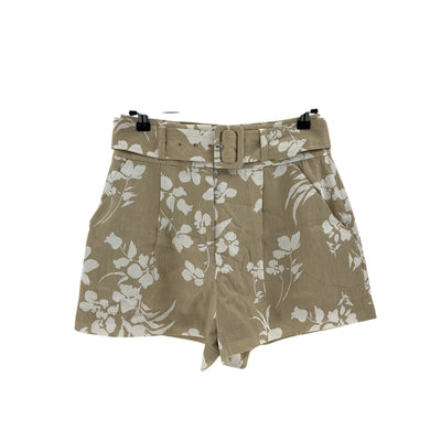 Veronica Beard Floral Beige Hobbes Size 0 Linen Blend Shorts