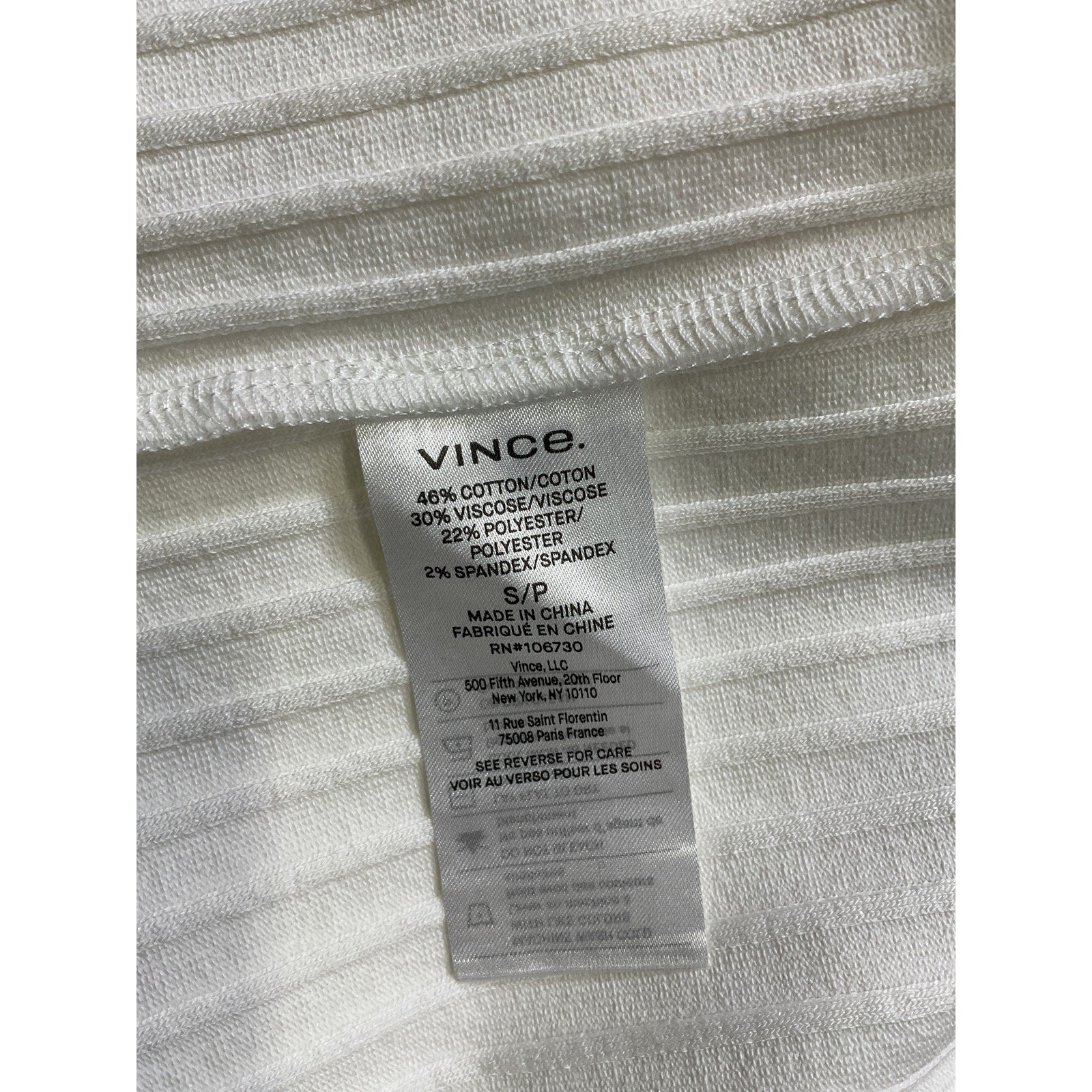 Vince Rib Scoop White Neck Dress Size S - NWT