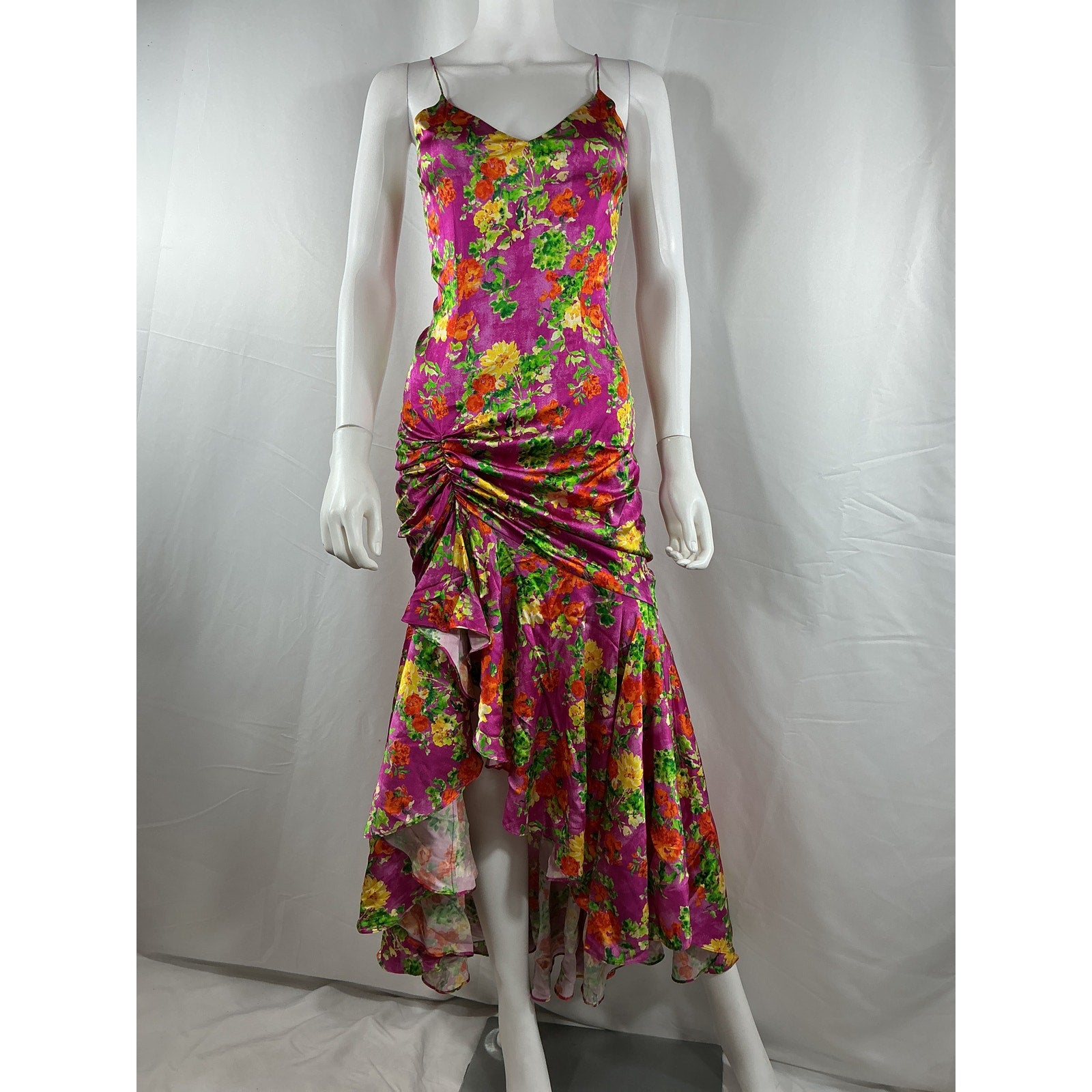Caroline Constas 'Holland' Pink Silk Floral Silk Blend Maxi Dress Size XS