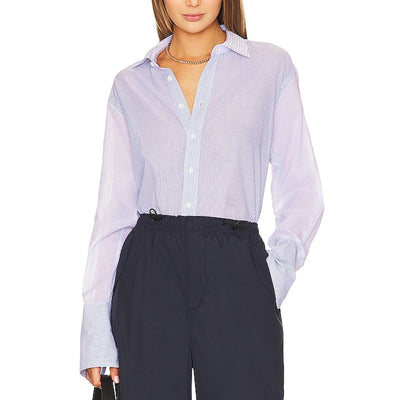 Rag And Bone Oversized Blue Multi Stripe Diana Button Up Shirt Size L