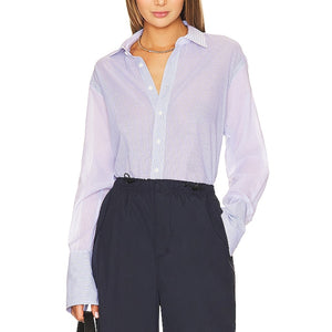 Rag And Bone Oversized Blue Multi Stripe Diana Button Up Shirt Size L