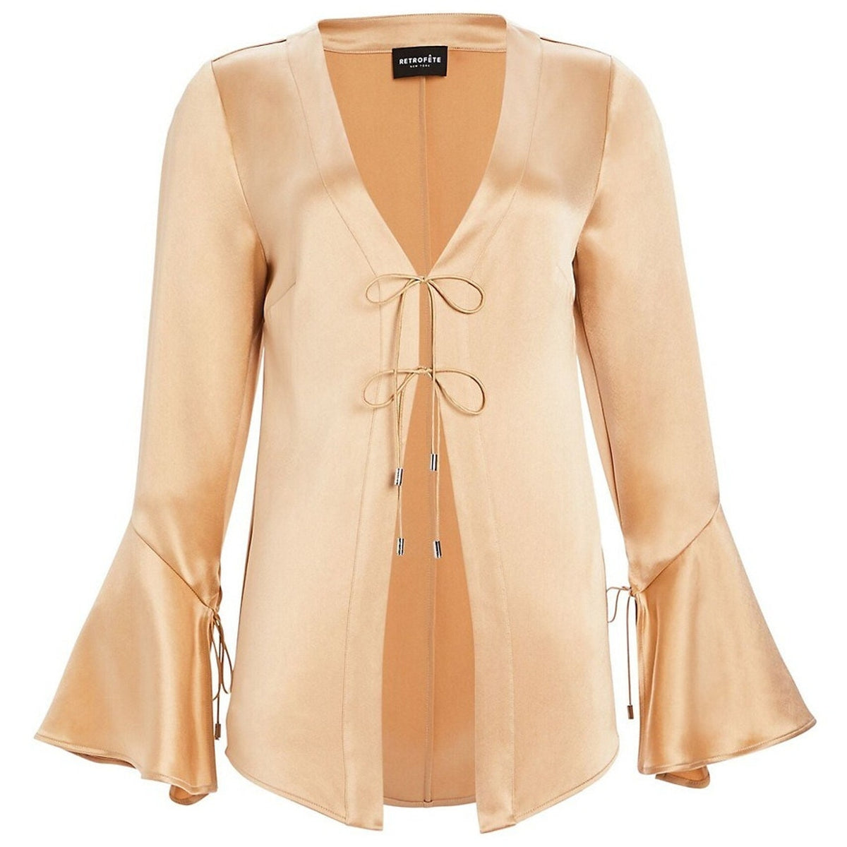 Retrofête Satin Beige Svea Blouse Size XS
