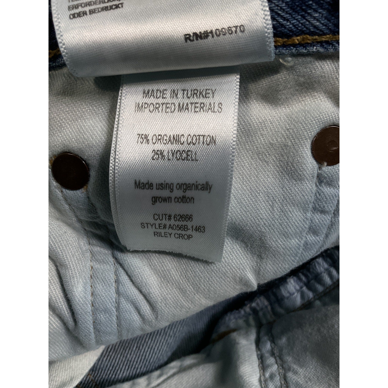 Agolde 'Riley' Blue High Rise Straight Crop Denim Jean Size 26
