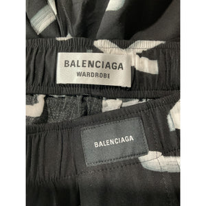 Balenciaga Logo Black Scribble Pajama Shorts Size 34 EU / US XS